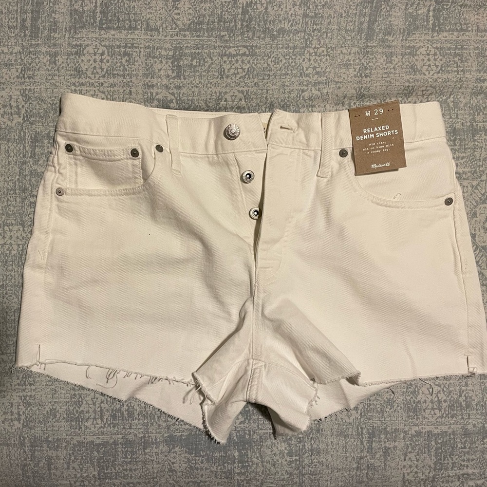 Madewell Relaxed Denim Shorts in Tile White